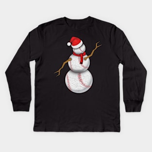 'Baseball Balls Santa Snowman' Hilarous Santa Gift Kids Long Sleeve T-Shirt